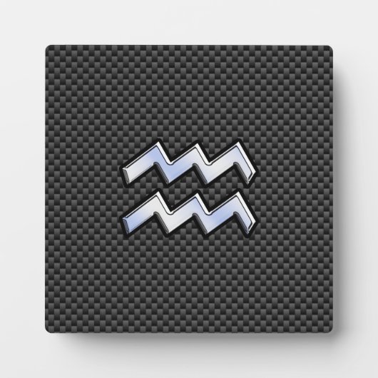 Aquarius Zodiac Sign Carbon Fibre Style Fotoplatte (Vorderseite)