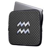 Aquarius Zodiac Sign Carbon Fibre Style Laptopschutzhülle (Vorderseite Links)