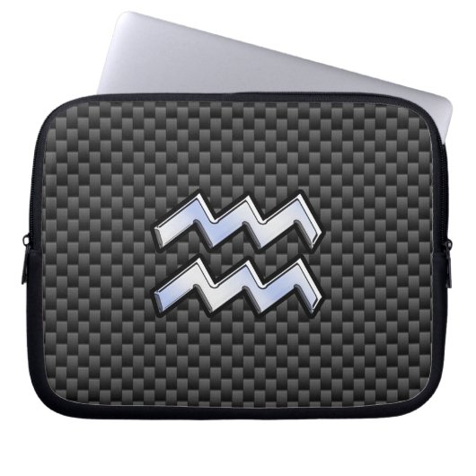 Aquarius Zodiac Sign Carbon Fibre Style Laptopschutzhülle (Vorderseite)