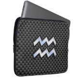 Aquarius Zodiac Sign Carbon Fibre Style Laptopschutzhülle (Vorne Rechts)
