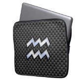 Aquarius Zodiac Sign Carbon Fibre Style Laptopschutzhülle (Vorderseite Links)