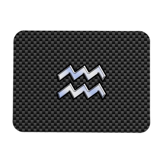 Aquarius Zodiac Sign Carbon Fibre Style Magnet (Horizontal)