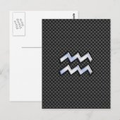 Aquarius Zodiac Sign Carbon Fibre Style Postkarte (Vorne/Hinten)