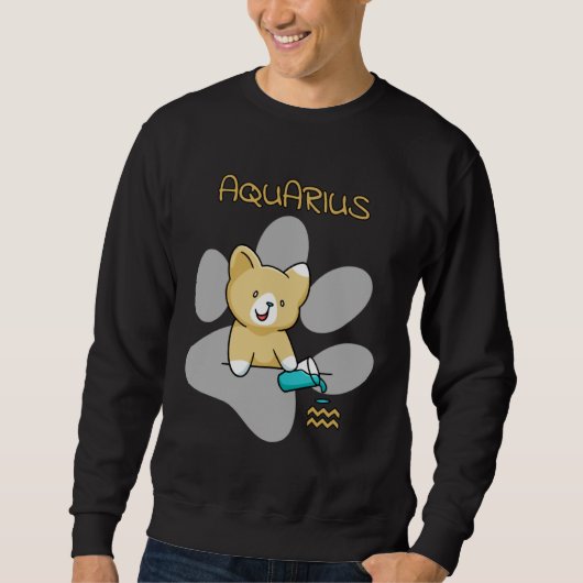 Aquarius Zodiac Sign Cat Astrology  Kitten Cats Sweatshirt (Vorderseite)