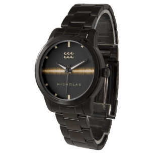 Aquarius Zodiac Sign Cool Gold Light Line Name Armbanduhr