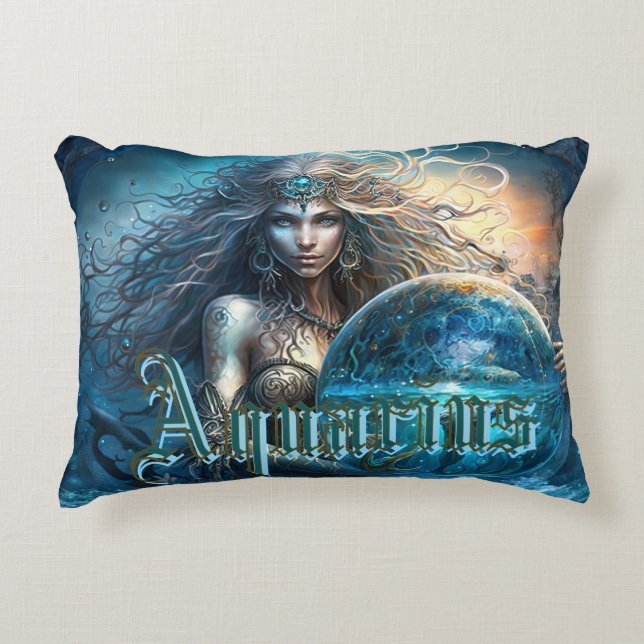 Aquarius Zodiac Sign Dekokissen (Vorderseite)