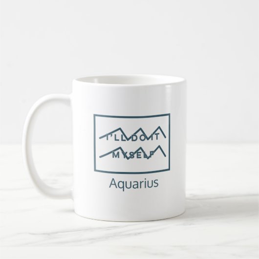 Aquarius Zodiac Sign Fusion Zitat Modernes Blau &  Kaffeetasse (Links)