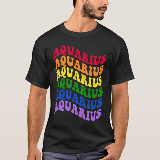 Aquarius Zodiac Sign LGBT Gay Pride LGBTQ Rainbow T-Shirt (Vorderseite)