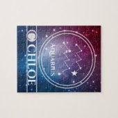 AQUARIUS Zodiac Sign Lila Night Sky Stars Name Puzzle (Horizontal)