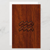 Aquarius Zodiac Sign Mahogany Style Briefpapier (Vorne/Hinten)