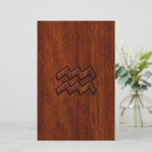 Aquarius Zodiac Sign Mahogany Style Briefpapier (Stehend Vorderseite)