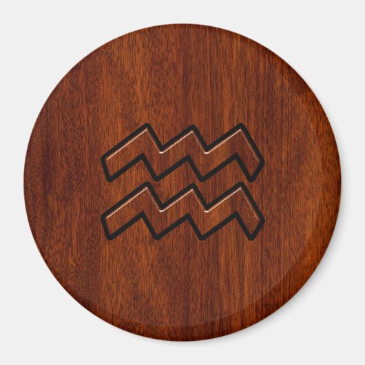 Aquarius Zodiac Sign Mahogany Style Magnet (Vorne)
