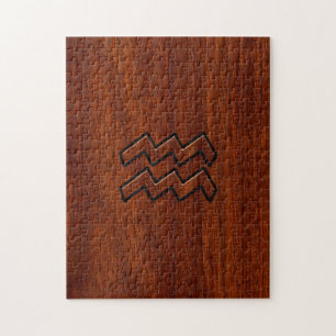 Aquarius Zodiac Sign Mahogany Style Puzzle