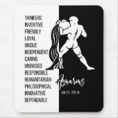 Aquarius Zodiac Sign Mousepad, Black & White Mousepad (Vorne)
