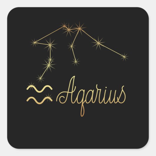 Aquarius Zodiac Sign Quadratischer Aufkleber (Vorderseite)