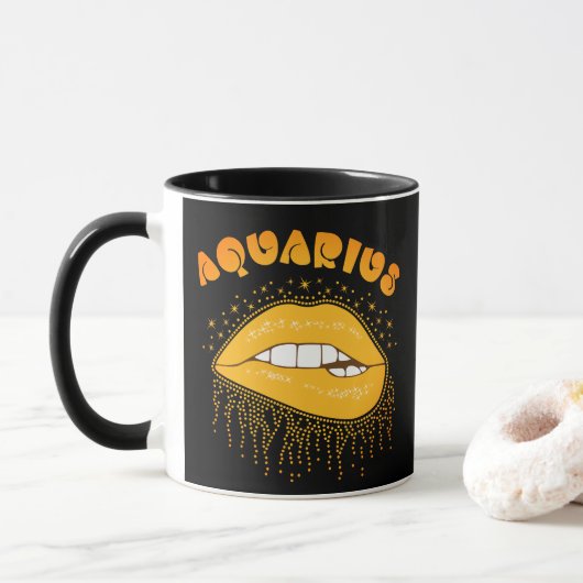 Aquarius Zodiac Sign Tasse (Mit Donut)