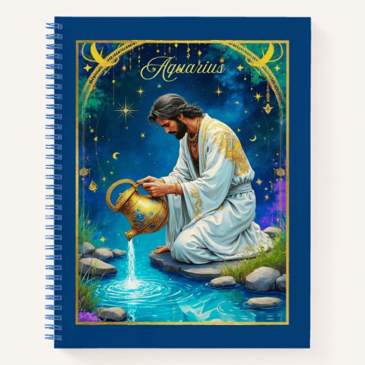 Aquarius Zodiac Sign Under a Starry Sky Journal  Notizblock (Vorderseite)