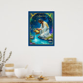 Aquarius Zodiac Sign Under a Starry Sky Poster (Küche)