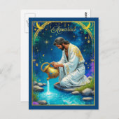 Aquarius Zodiac Sign Under a Starry Sky Postkarte (Vorne/Hinten)