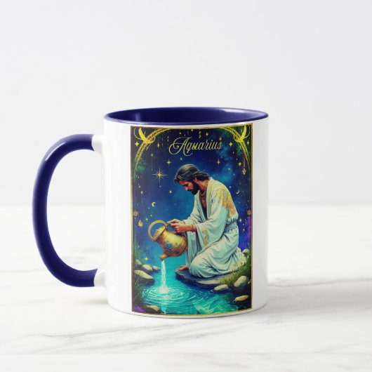 Aquarius Zodiac Sign Under a Starry Sky Tasse (Links)