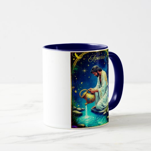 Aquarius Zodiac Sign Under a Starry Sky Tasse (VorderseiteRechts)