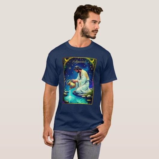 Aquarius Zodiac Sign Under dem Sternenhimmel T-Shirt (Vorne ganz)