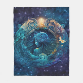 Aquarius Zodiac Sign Watercolor Design Fleecedecke