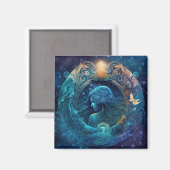Aquarius Zodiac Sign Watercolor Design Magnet (Vorderseite/Rückseite)