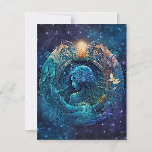 Aquarius Zodiac Sign Watercolor Design Mitteilungskarte (Vorderseite)