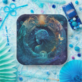 Aquarius Zodiac Sign Watercolor Design Pappteller (Party)