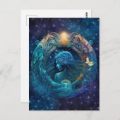 Aquarius Zodiac Sign Watercolor Design Postkarte (Vorne/Hinten)