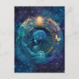 Aquarius Zodiac Sign Watercolor Design Postkarte