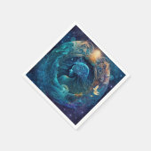 Aquarius Zodiac Sign Watercolor Design Serviette (Ecke)