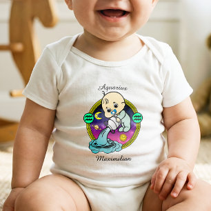 Aquarius Zodiac Sign Whimsical Astrologie Cartoon Baby Strampler