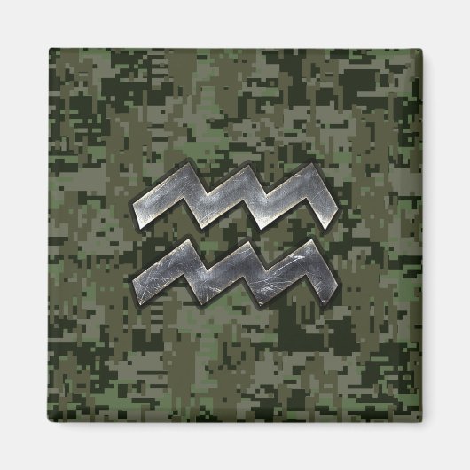 Aquarius Zodiac Signage Green Digital Camouflage Magnet (Vorne)