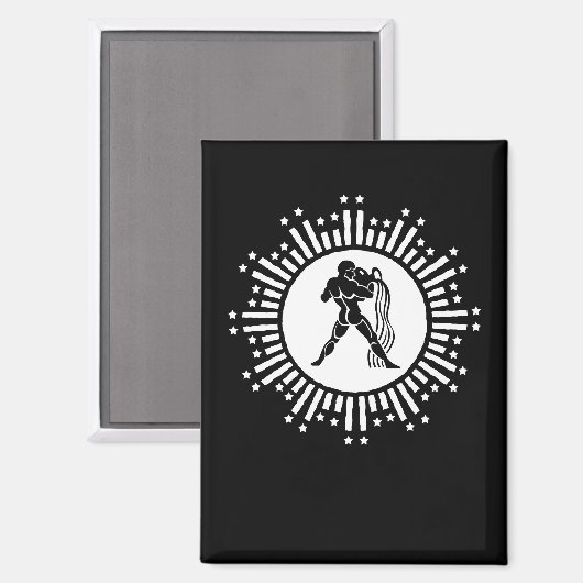 Aquarius Zodiac signiert kosmische Sternexplosion Magnet (Vorderseite/Rückseite)