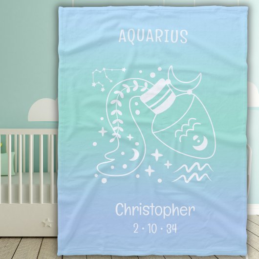 Aquarius Zodiac Star Name Birthdate Blue Baby Fleecedecke