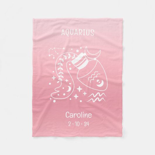 Aquarius Zodiac Star Name Geburtsdatum Pink Baby Fleecedecke (Vorderseite)