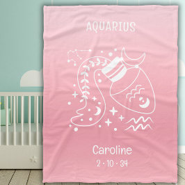 Aquarius Zodiac Star Name Geburtsdatum Pink Baby Fleecedecke