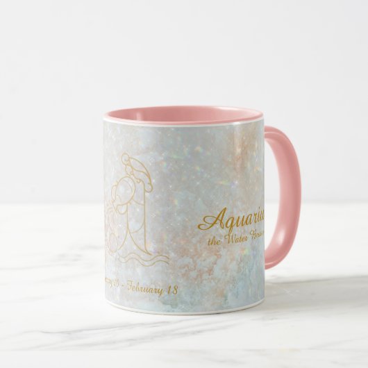 Aquarius Zodiac Star Sign Cosmic Monogram Glitzer Tasse (VorderseiteRechts)