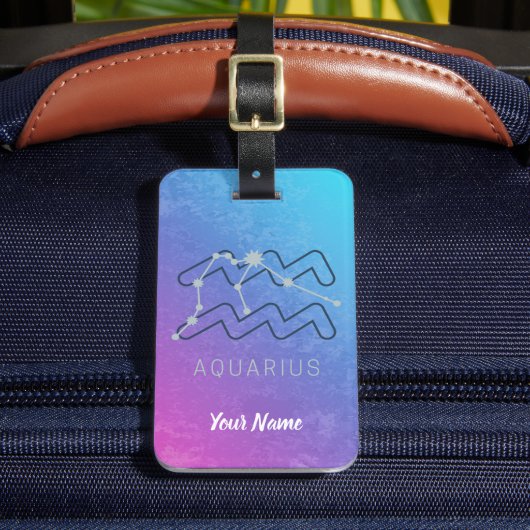 Aquarius Zodiac Star Sign Horoscope Constellation Gepäckanhänger (Vorderseite Insitu 2)