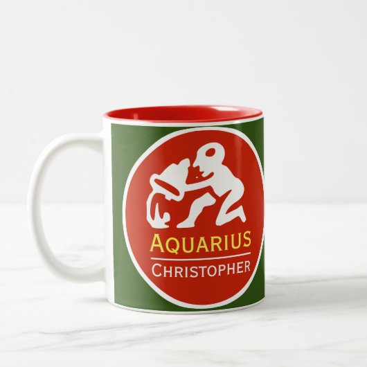 Aquarius Zodiac Star-Zeichen mit dem Namen des Eig Zweifarbige Tasse (Links)