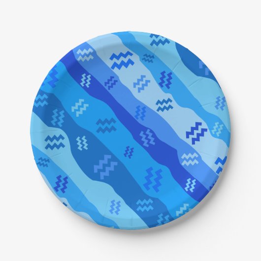 Aquarius Zodiac Streifen Pappteller (Vorderseite)