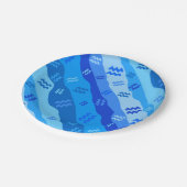 Aquarius Zodiac Streifen Pappteller (Schrägansicht)