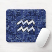 Aquarius Zodiac Symbol auf blauer Camouflage Dekor Mousepad (Mit Mouse)