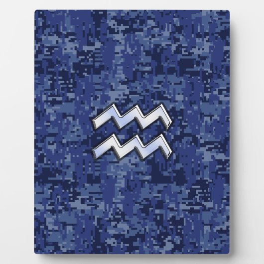 Aquarius Zodiac Symbol auf der blauen digitalen Ca Fotoplatte (Vorderseite)