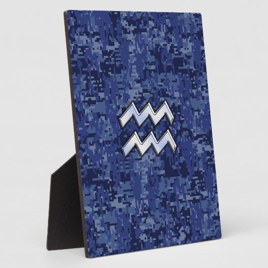 Aquarius Zodiac Symbol auf der blauen digitalen Ca Fotoplatte (Seite)