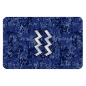 Aquarius Zodiac Symbol auf der blauen digitalen Ca Magnet (Horizontal)