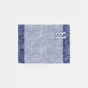 Aquarius Zodiac-Symbol auf der Marine Digital Camo Post-it Klebezettel