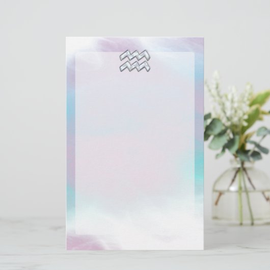 Aquarius Zodiac Symbol auf der Mutter der Perlende Briefpapier (Stehend Vorderseite)